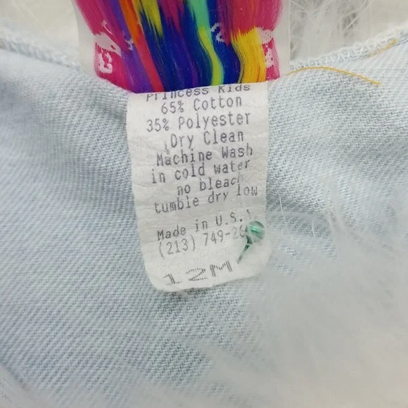 Princess Kids USA 12 Month Light Blue Denim Jean Jacket with White Faux Feathers - Picture 7 of 7